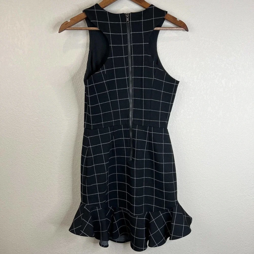 Adelyn Rae Womens Check Black & White Ruffle Bottom Dress Size‎ Small Sleeveless